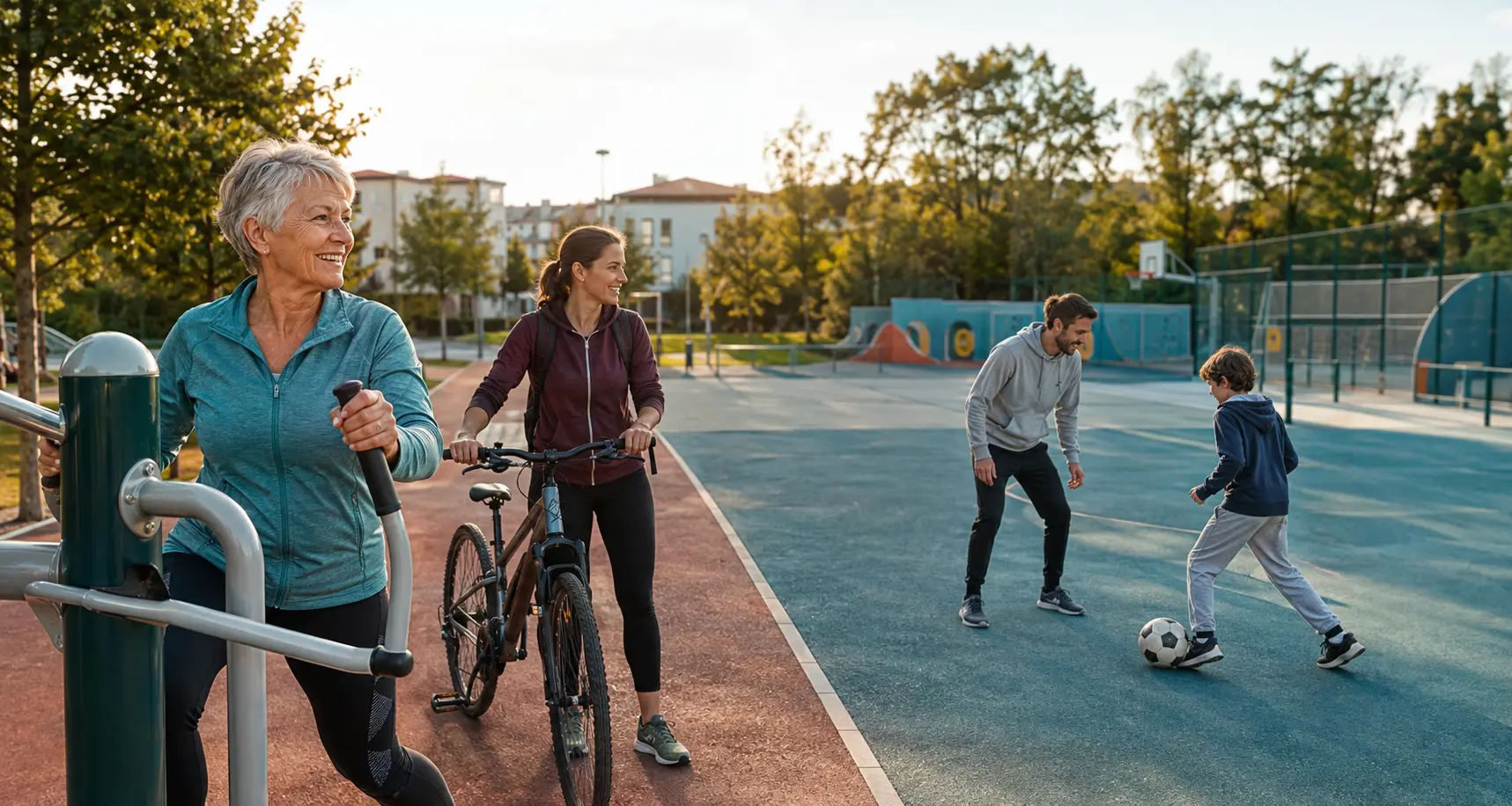 Pratique sportive intergénérationnelle dans un équipement public